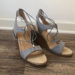 Aldo blue suede wedge lace up size 8